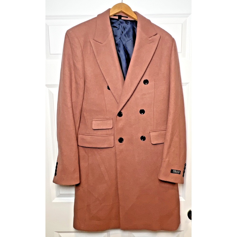 Gianni Feraud Lachlan Longline Coat Mens Medium SALMON NWOT Transit Tacks Intact